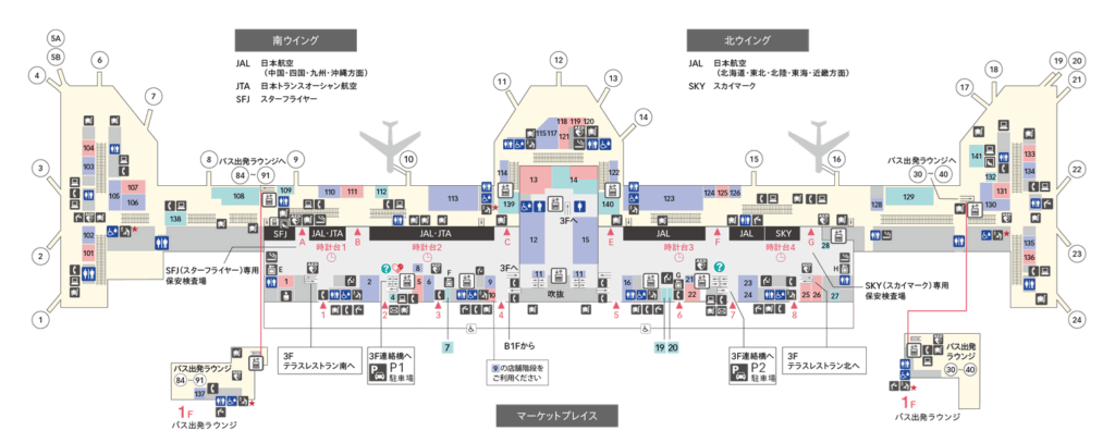 第1ターミナル2階の地図